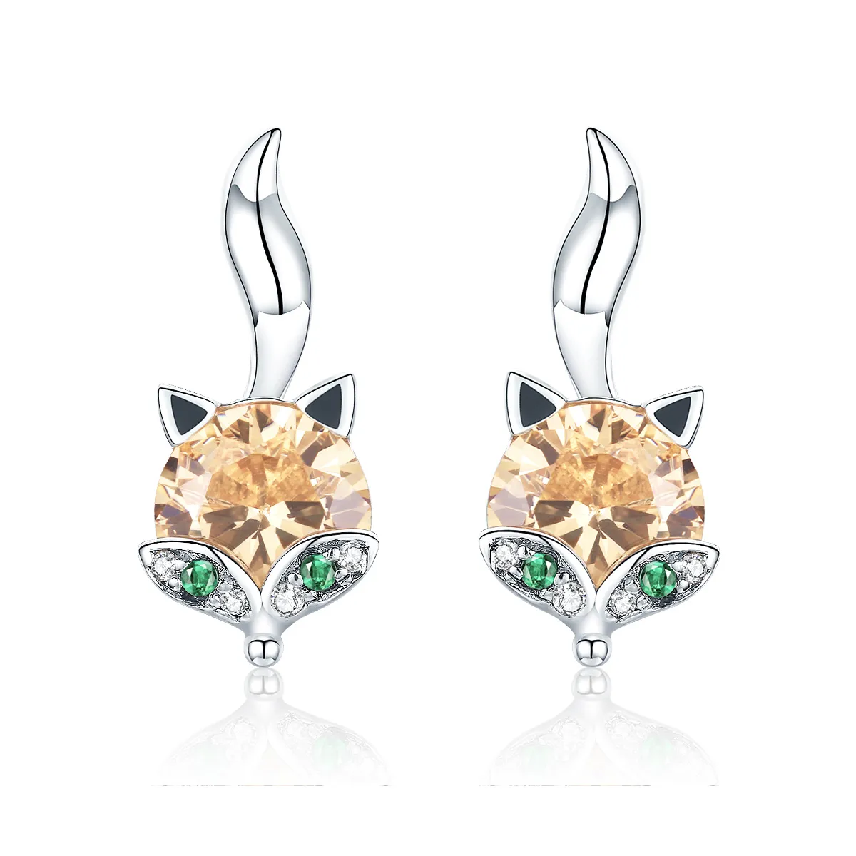 pandora style silver little fox stud earrings sce527