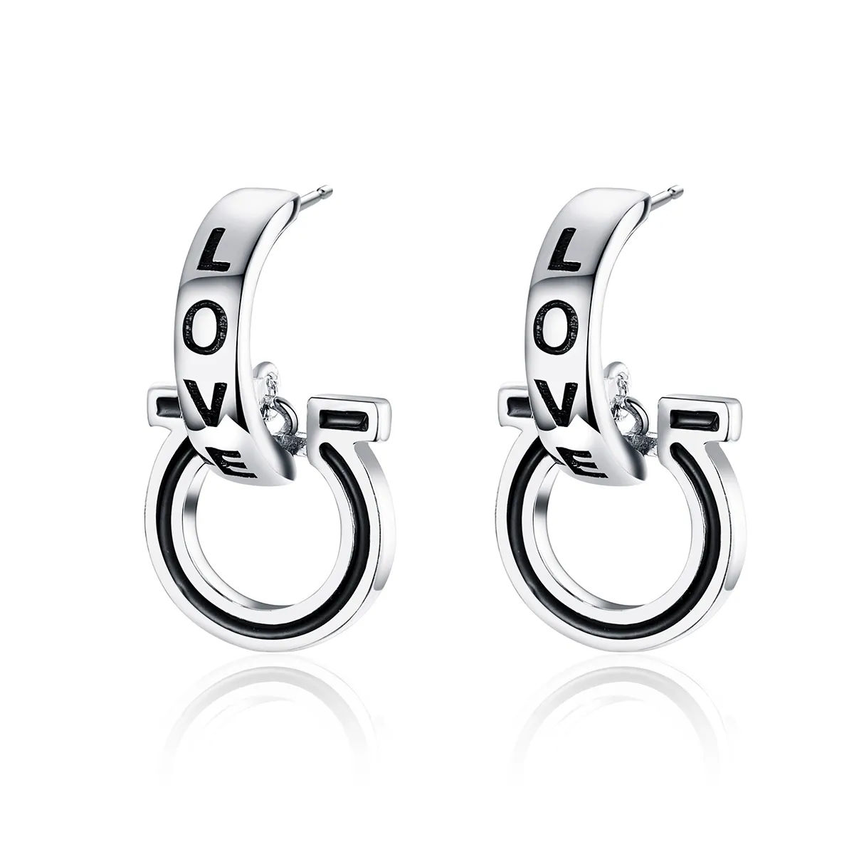 Pandora Style Silver Love Stud Earrings - SCE664