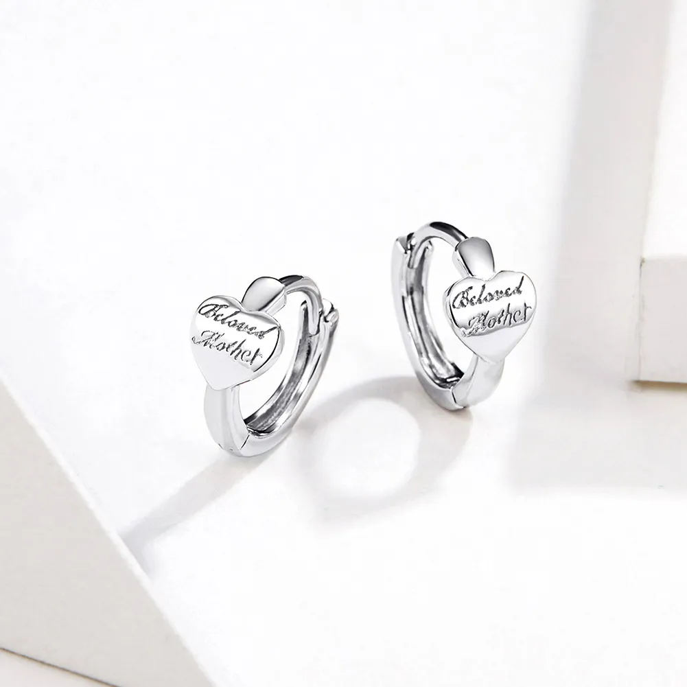 Pandora Style Silver Maternal Love Hoop Earrings - SCE641
