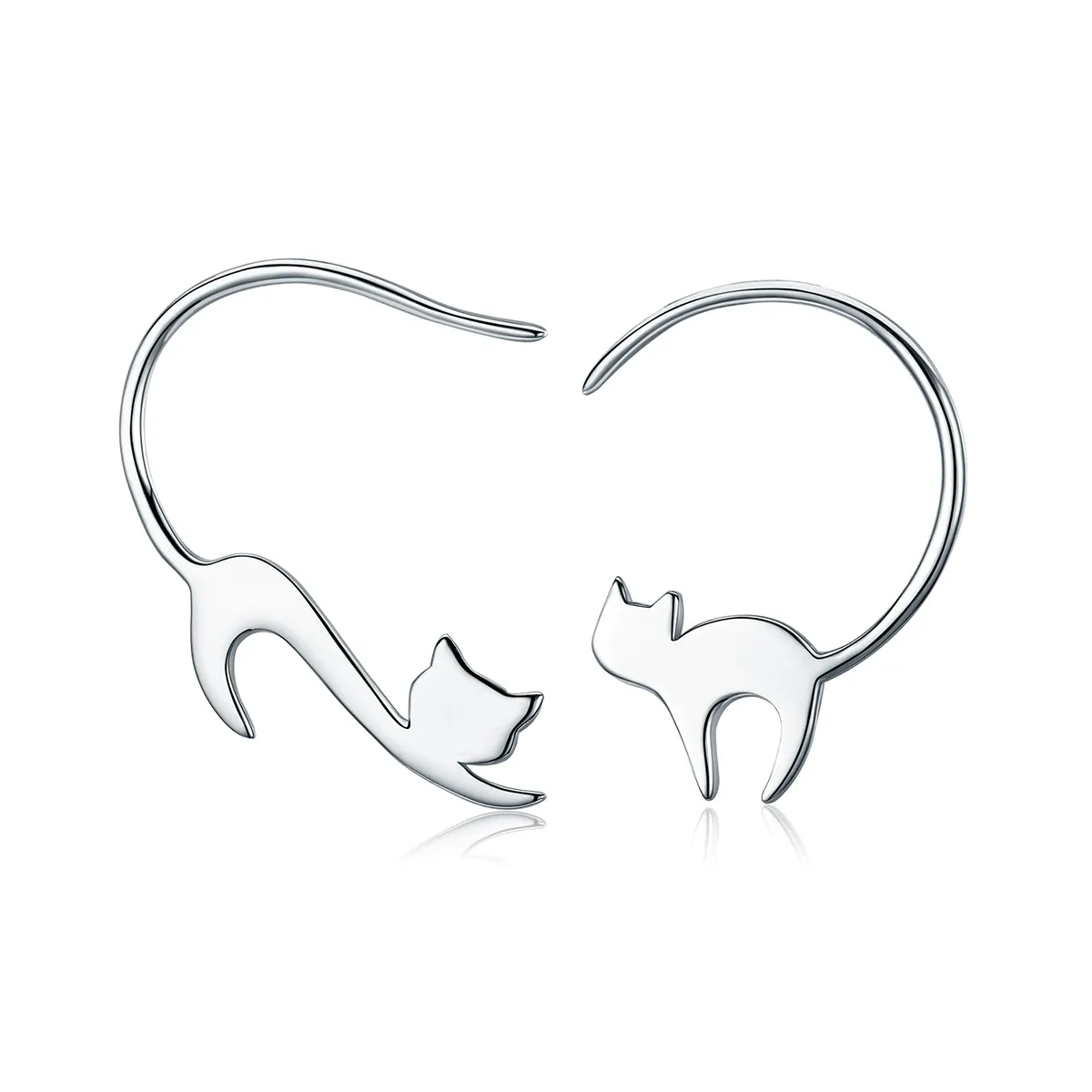 Pandora Style Silver Naughty Kitten Stud Earrings - SCE073