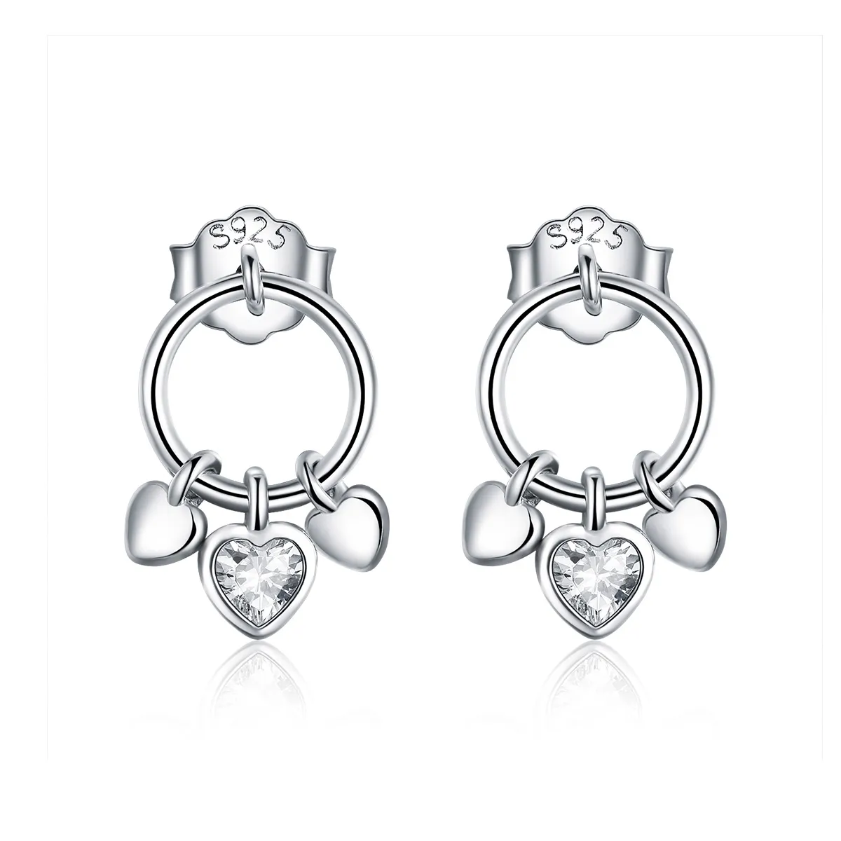 Pandora Style Silver Palpitation Hanging Earrings - SCE494