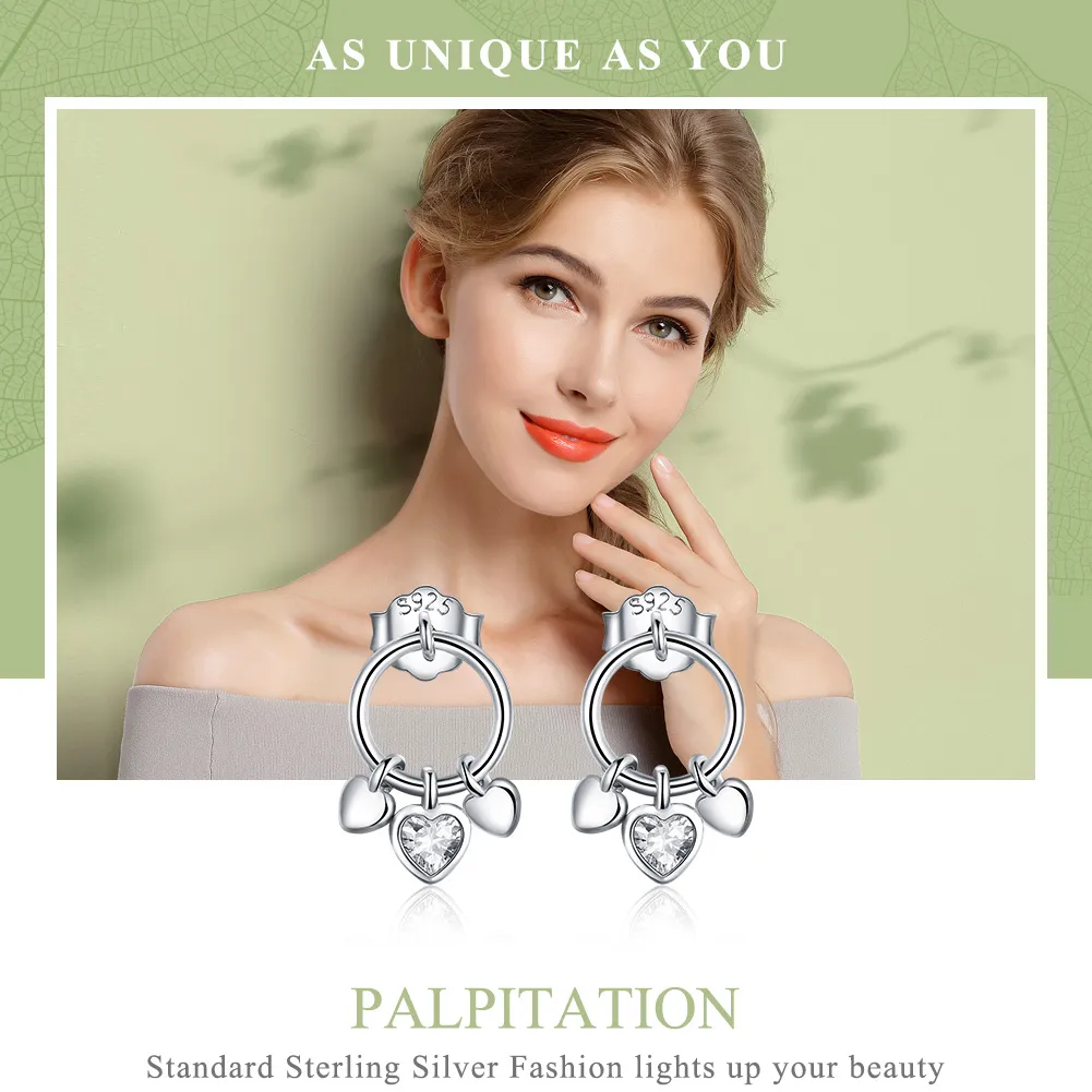 Pandora Style Silver Palpitation Hanging Earrings - SCE494