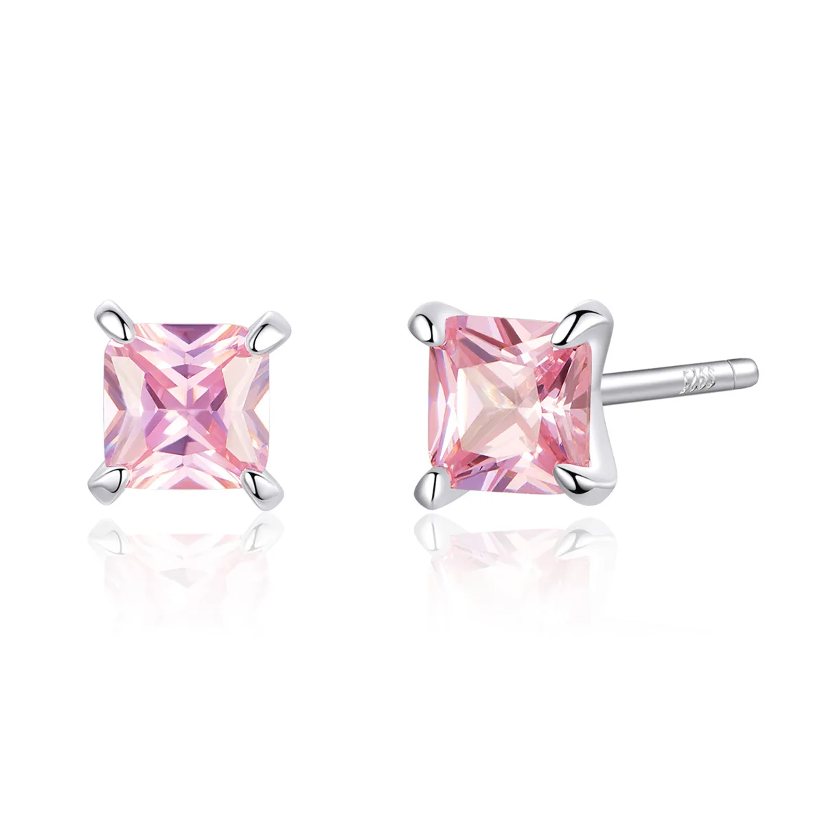 pandora style silver pink luck stud earrings sce660