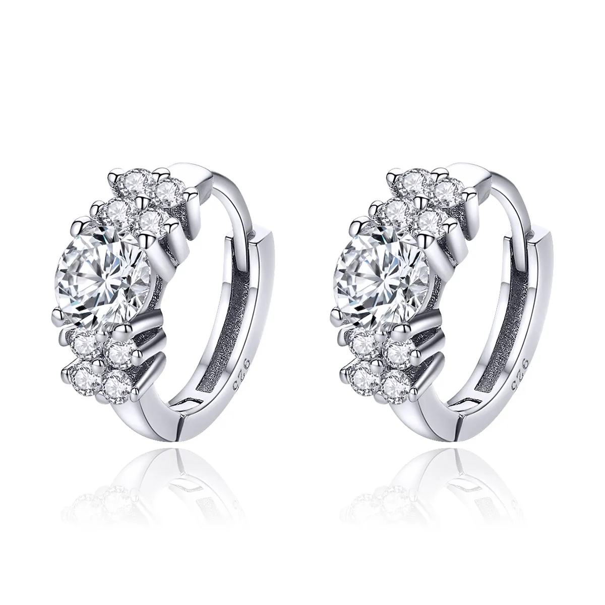 pandora style silver romantic shine hoop earrings sce485