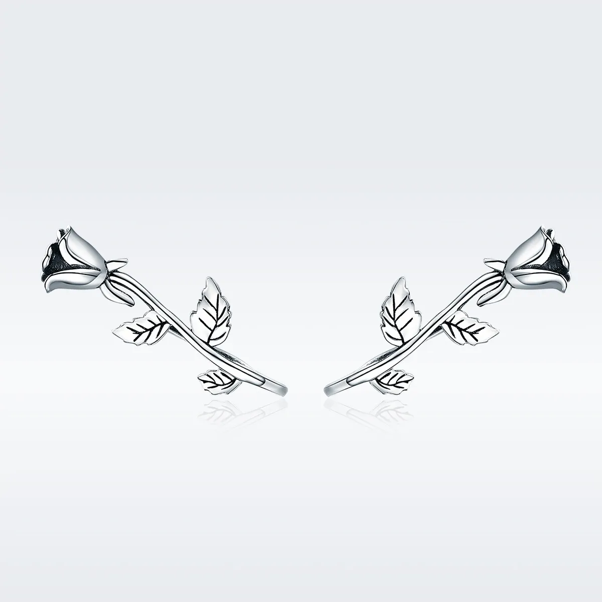 Pandora Style Silver Rose Love Stud Earrings - SCE380
