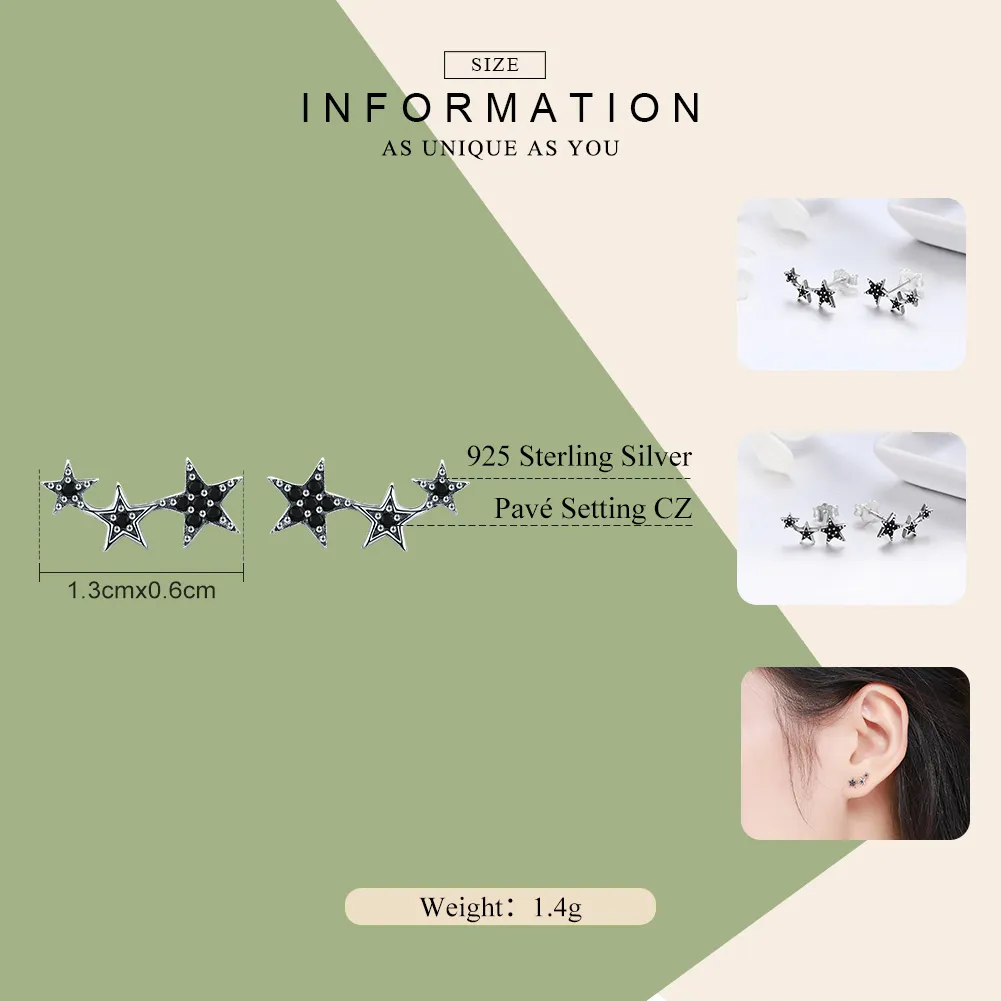 Pandora Style Silver Secrets of Stars Stud Earrings - SCE292