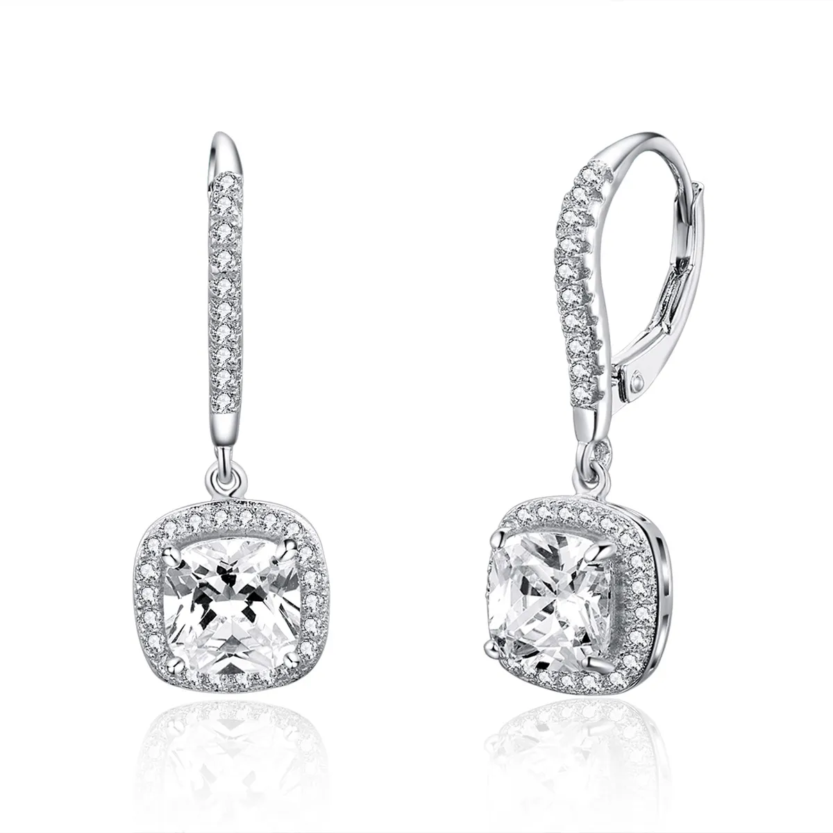 Pandora Style Silver Shining Time Hanging Earrings - SCE520