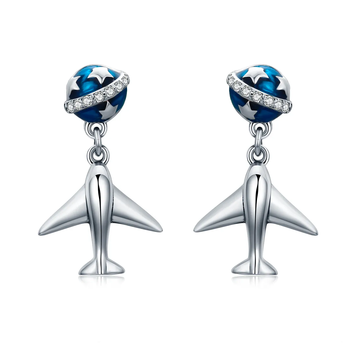 Pandora Style Silver Star Tours Hanging Earrings - SCE331