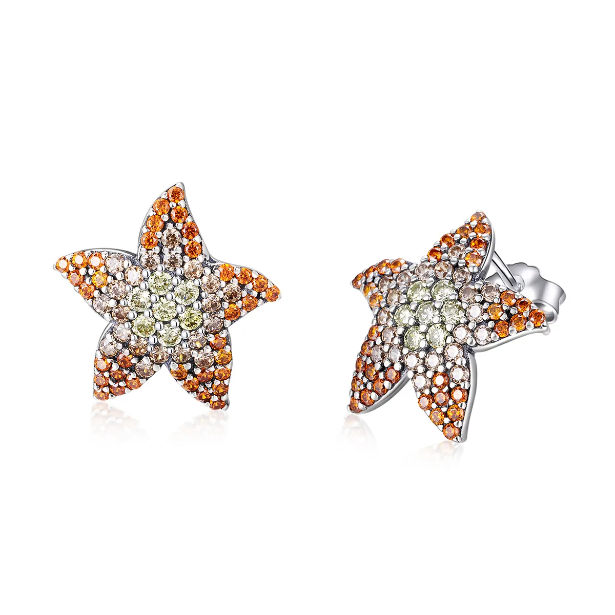Pandora Style Silver Starfish Stud Earrings - SCE449