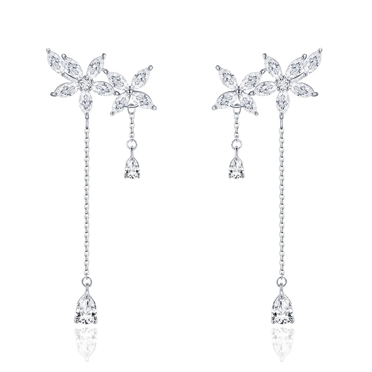 Pandora Style Silver Stars Waitting Hanging Earrings - SCE469