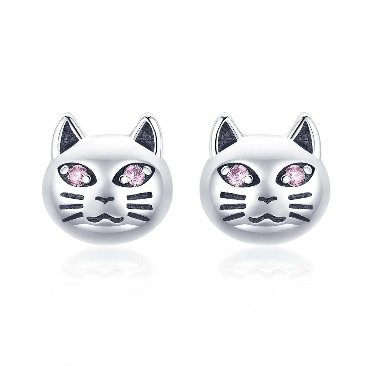 Pandora Style Silver Sticky Cat Stud Earrings - SCE440