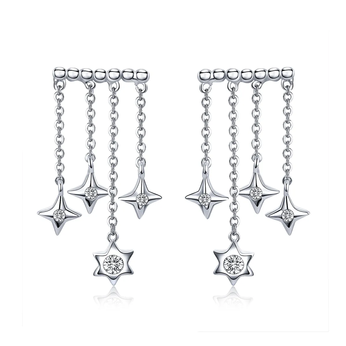 Pandora Style Silver Twinkling Night Hanging Earrings - SCE410