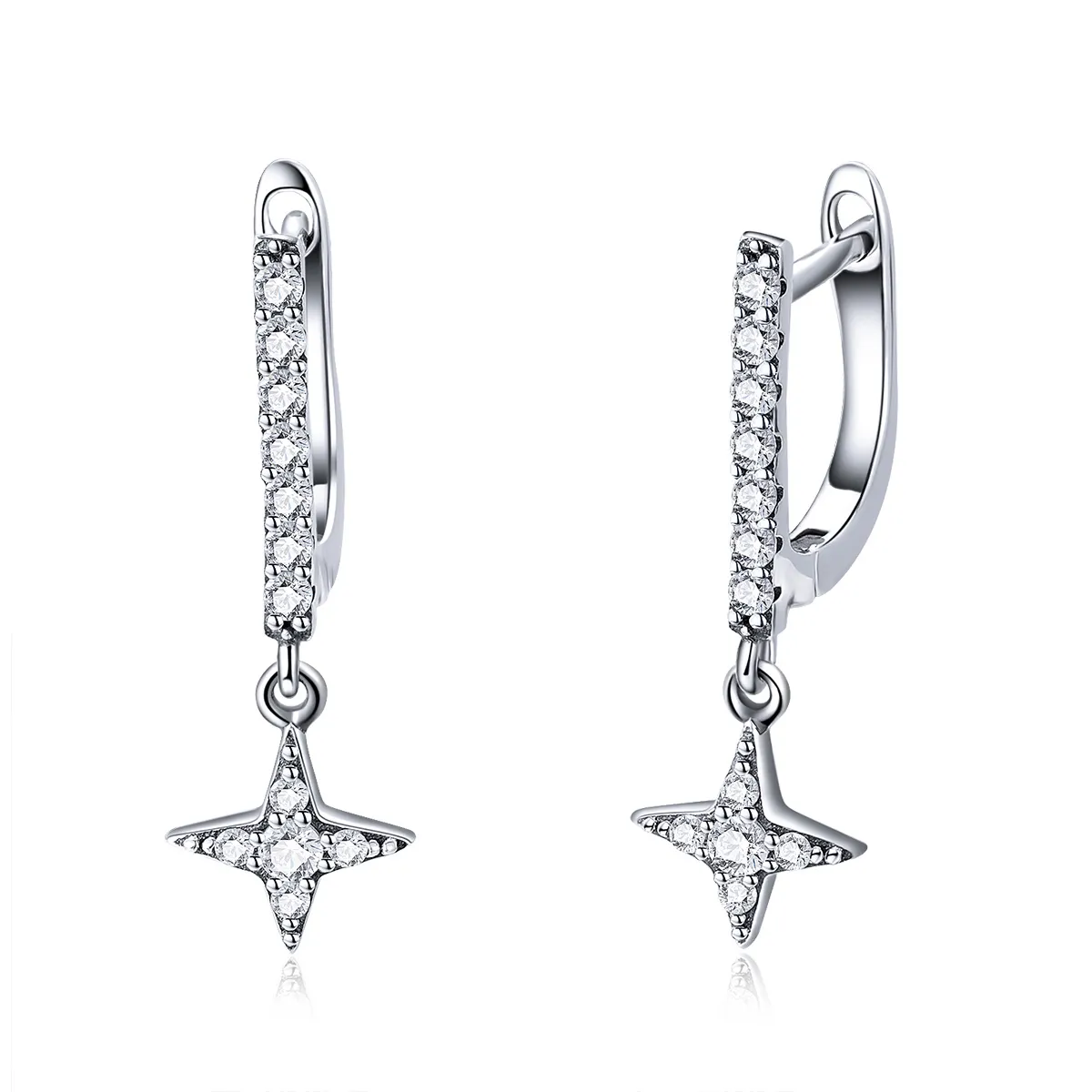 Pandora Style Silver Twinkling Night Hanging Earrings - SCE446