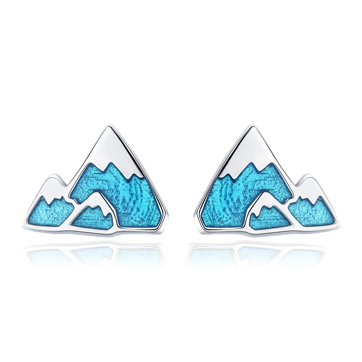 Pandora Style Silver Unique Iceberg Stud Earrings - SCE475