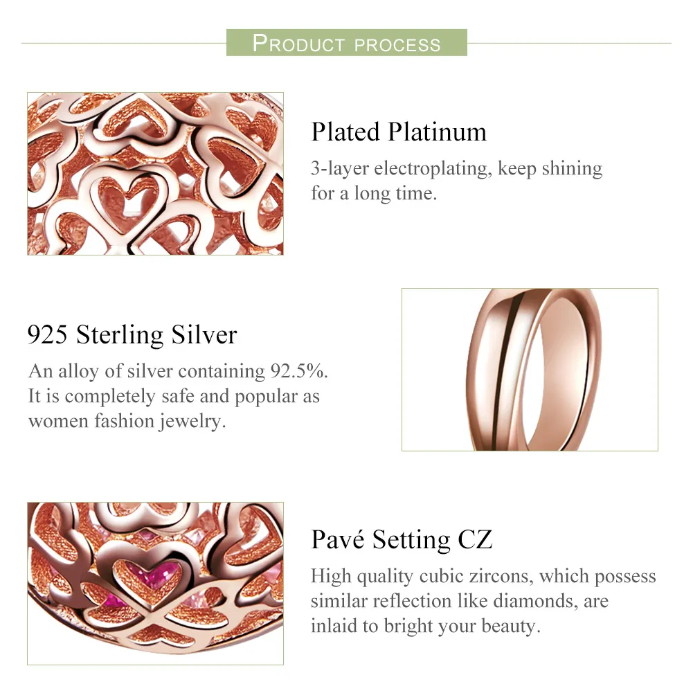 Pandora Style Rose Gold Motion Clover Pendant - SCC1127