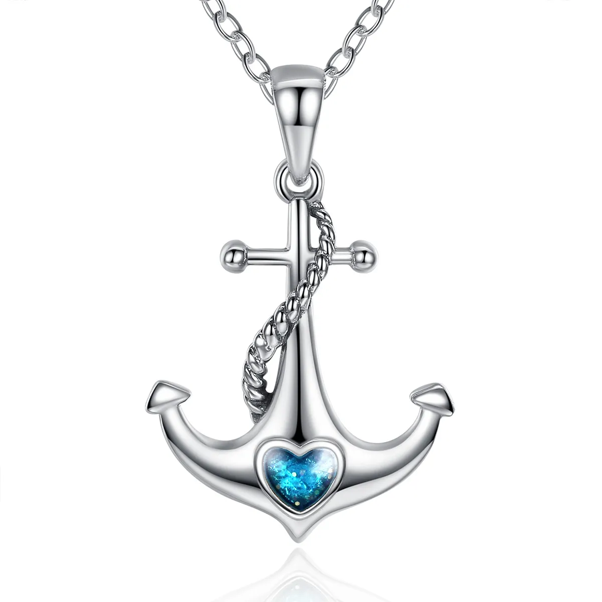 pandora style silver anchor necklace scn051