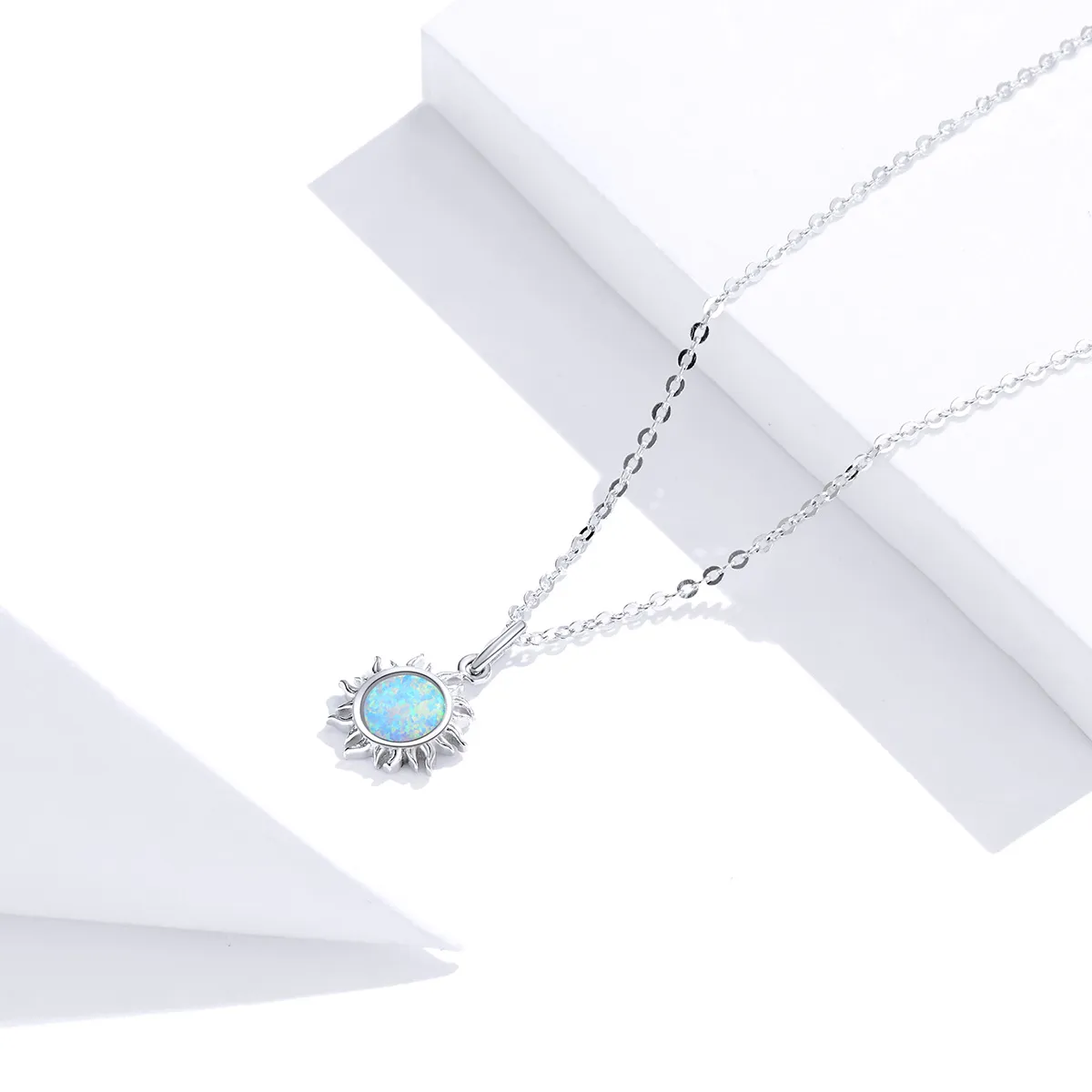 Pandora Style Silver Blue Sun Necklace - SCN399