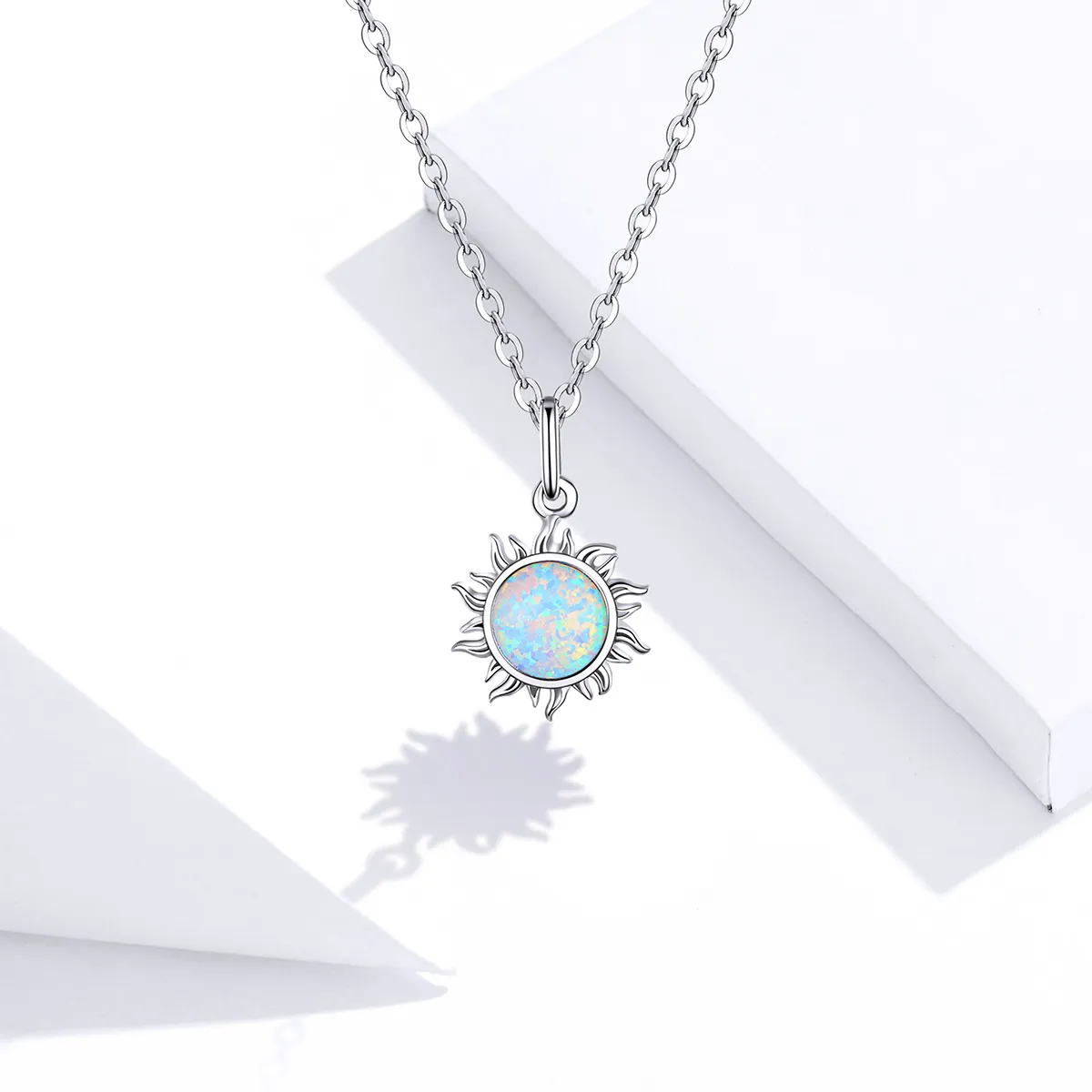Pandora Style Silver Blue Sun Necklace - SCN399