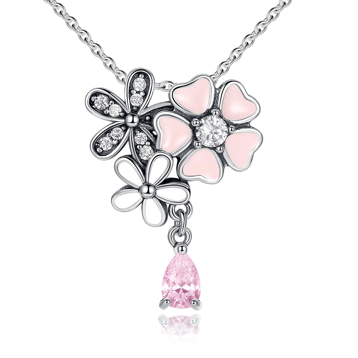 pandora style silver cherry blossom necklace scn046