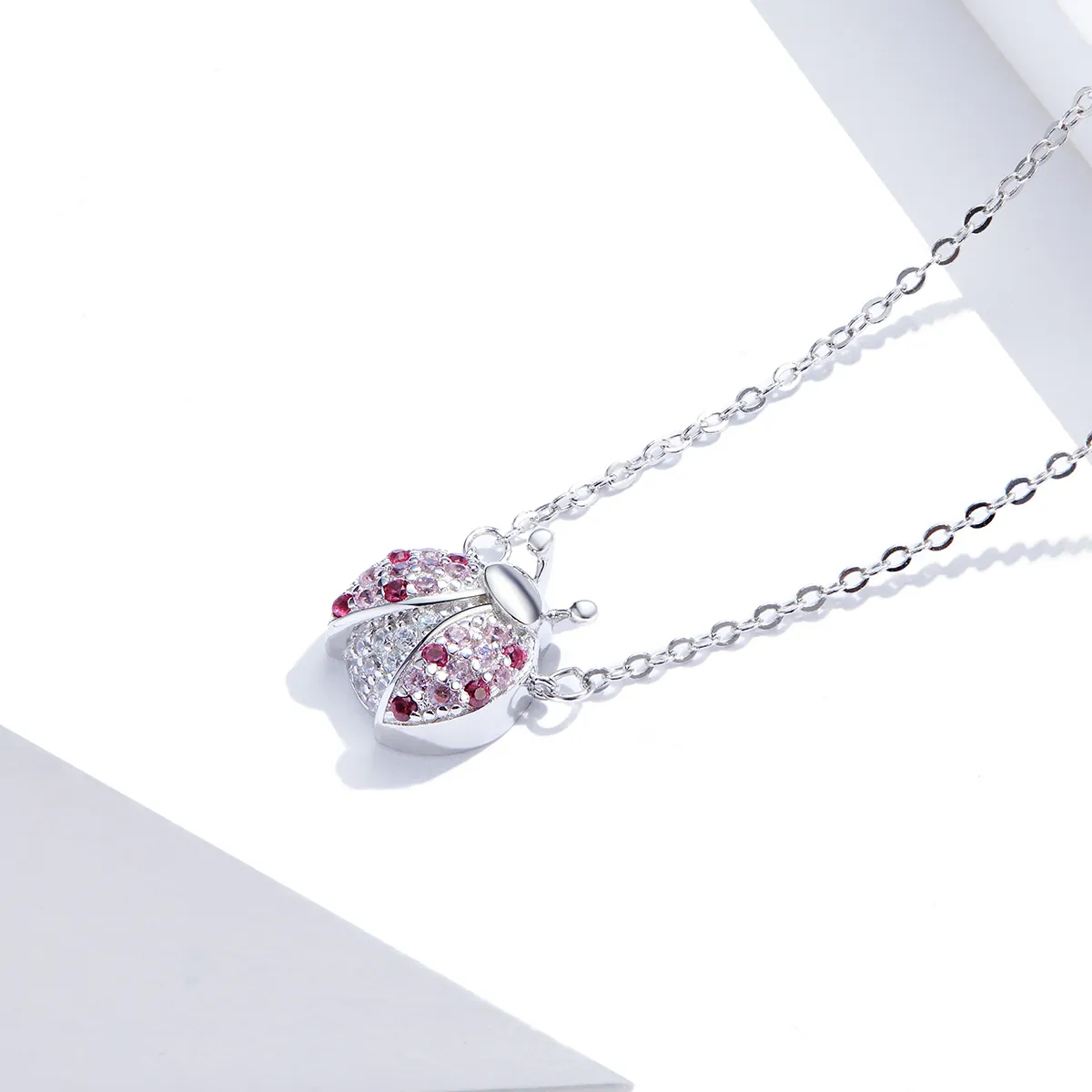 Pandora Style Silver Dazzling Ladybug Necklace - SCN400