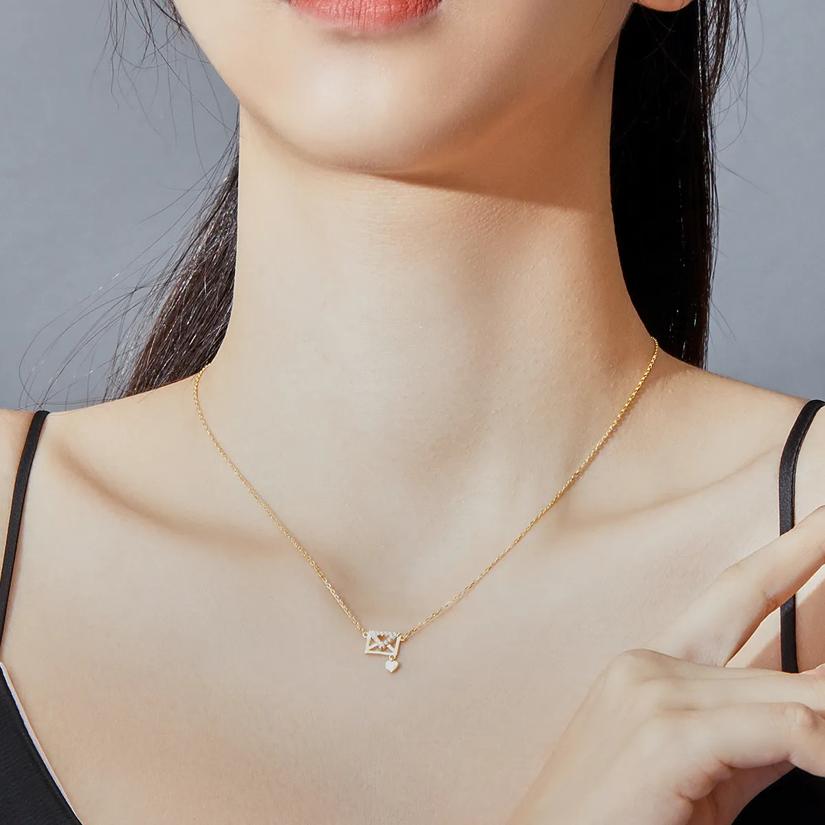 Pandora Style Silver Envelope Necklace - SCN379