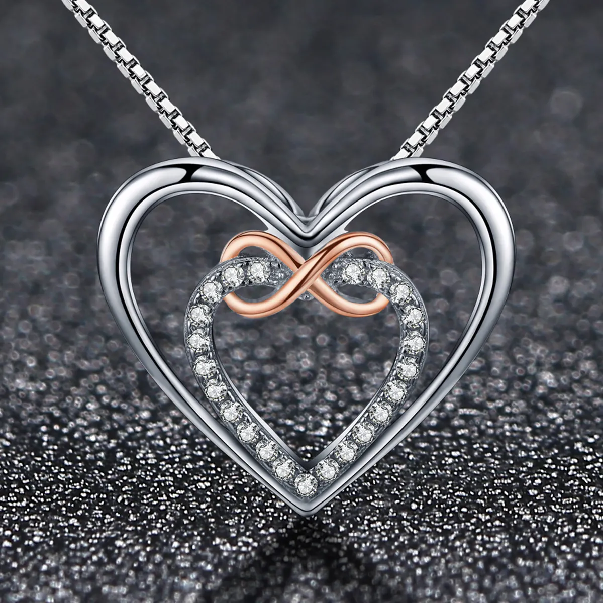 Pandora Style Silver Exquisite Heart Necklace - SCN121