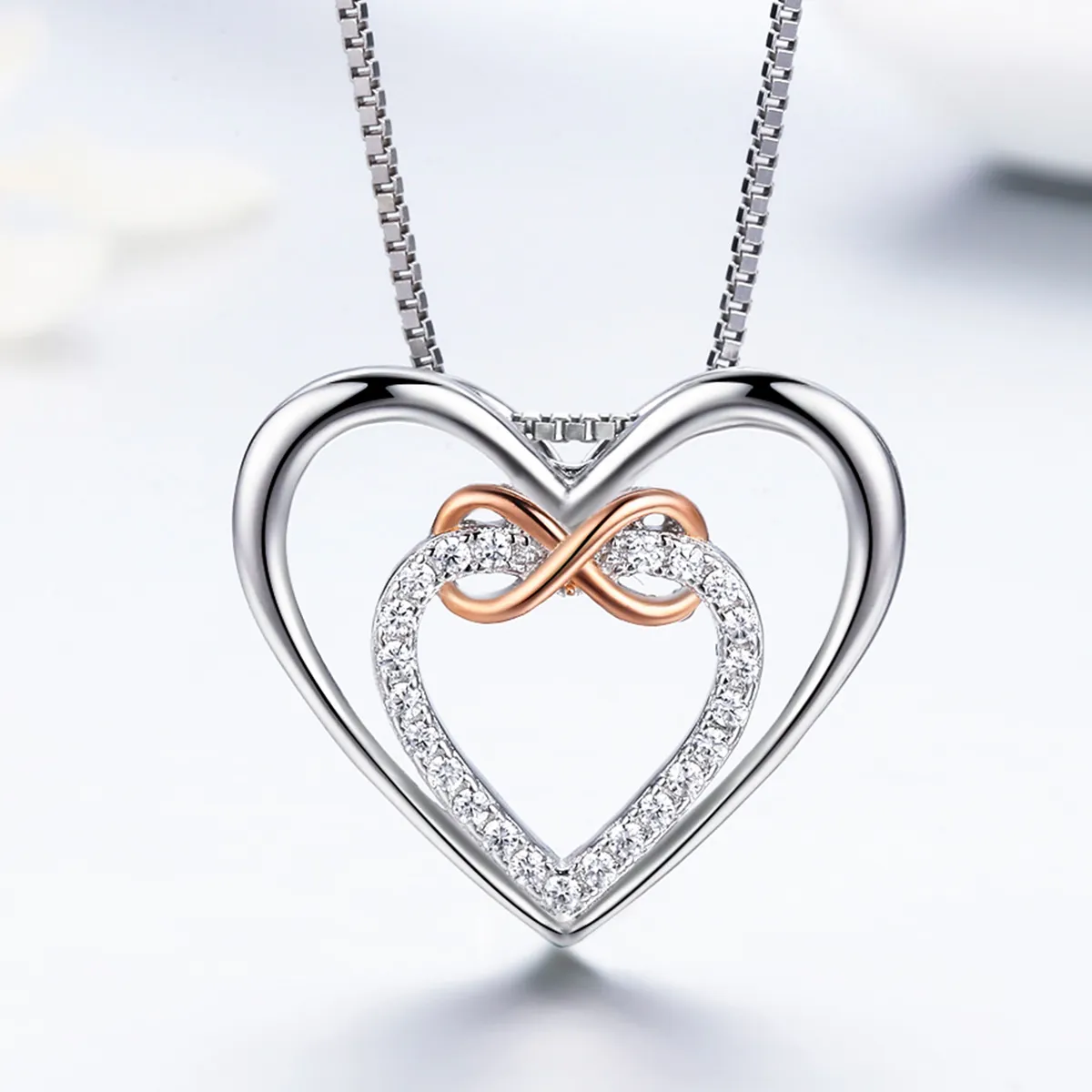 Pandora Style Silver Exquisite Heart Necklace - SCN121