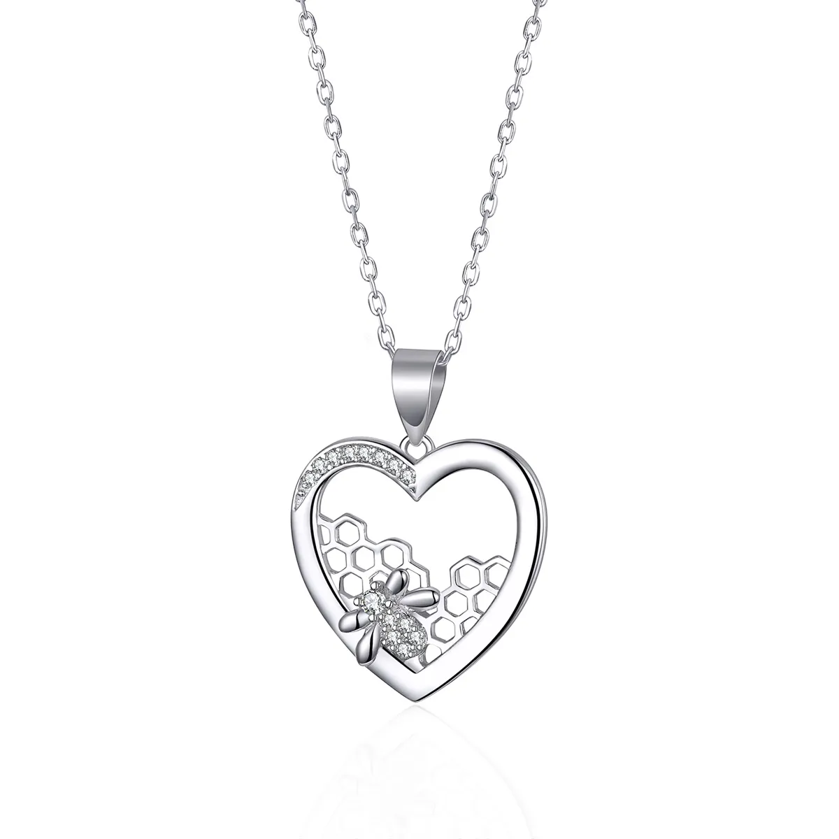Pandora Style Silver Honeycomb Necklace - SCN356