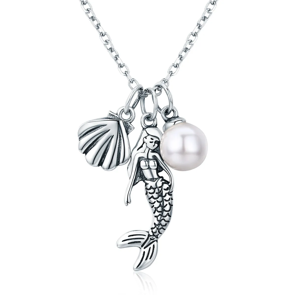 Pandora Style Silver Legend of Mermaid Necklace - SCN237