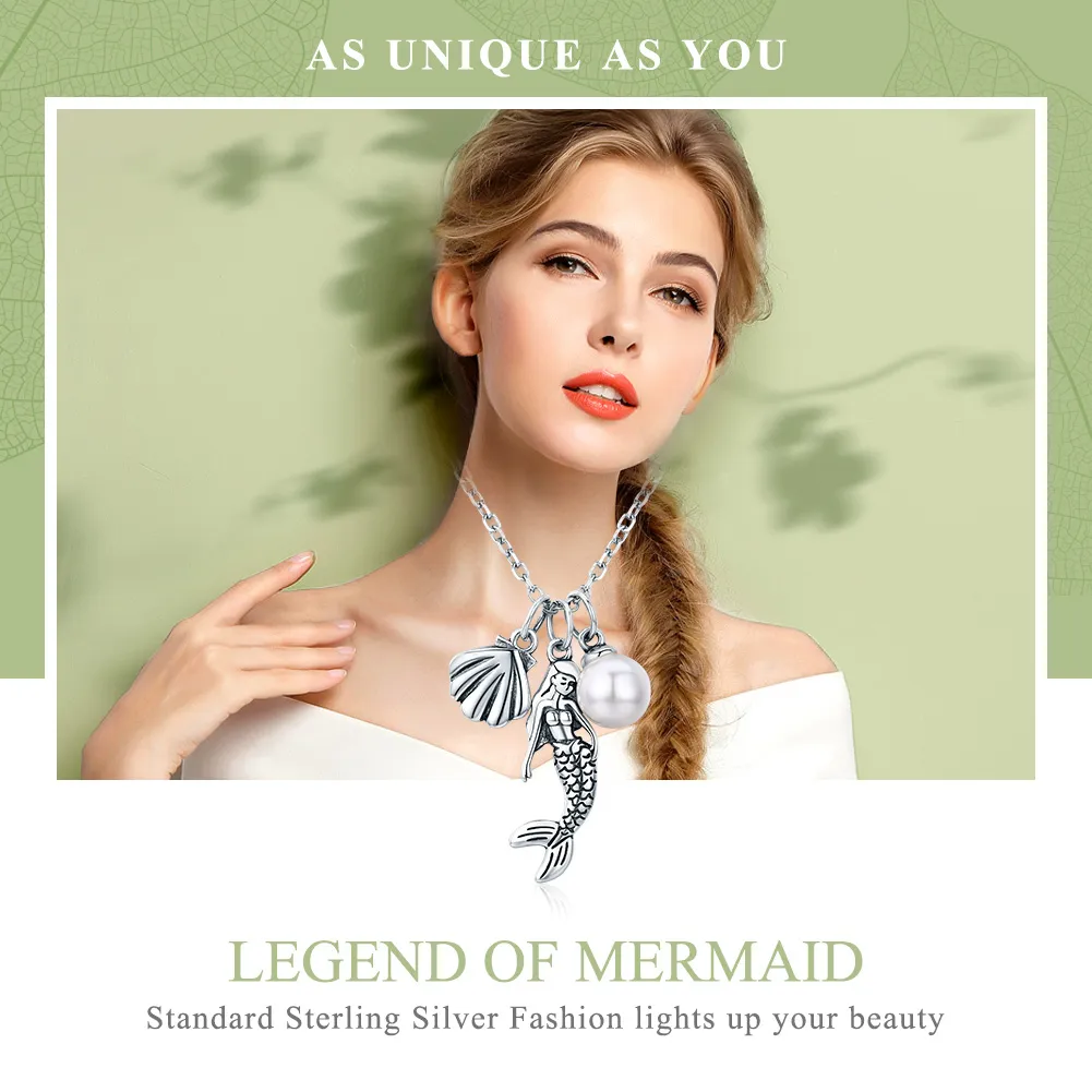 Pandora Style Silver Legend of Mermaid Necklace - SCN237