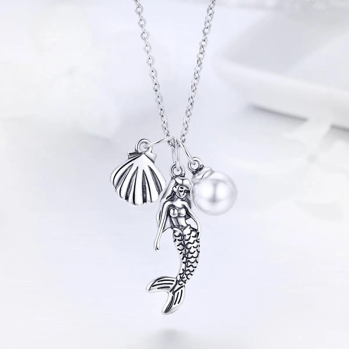 Pandora Style Silver Legend of Mermaid Necklace - SCN237