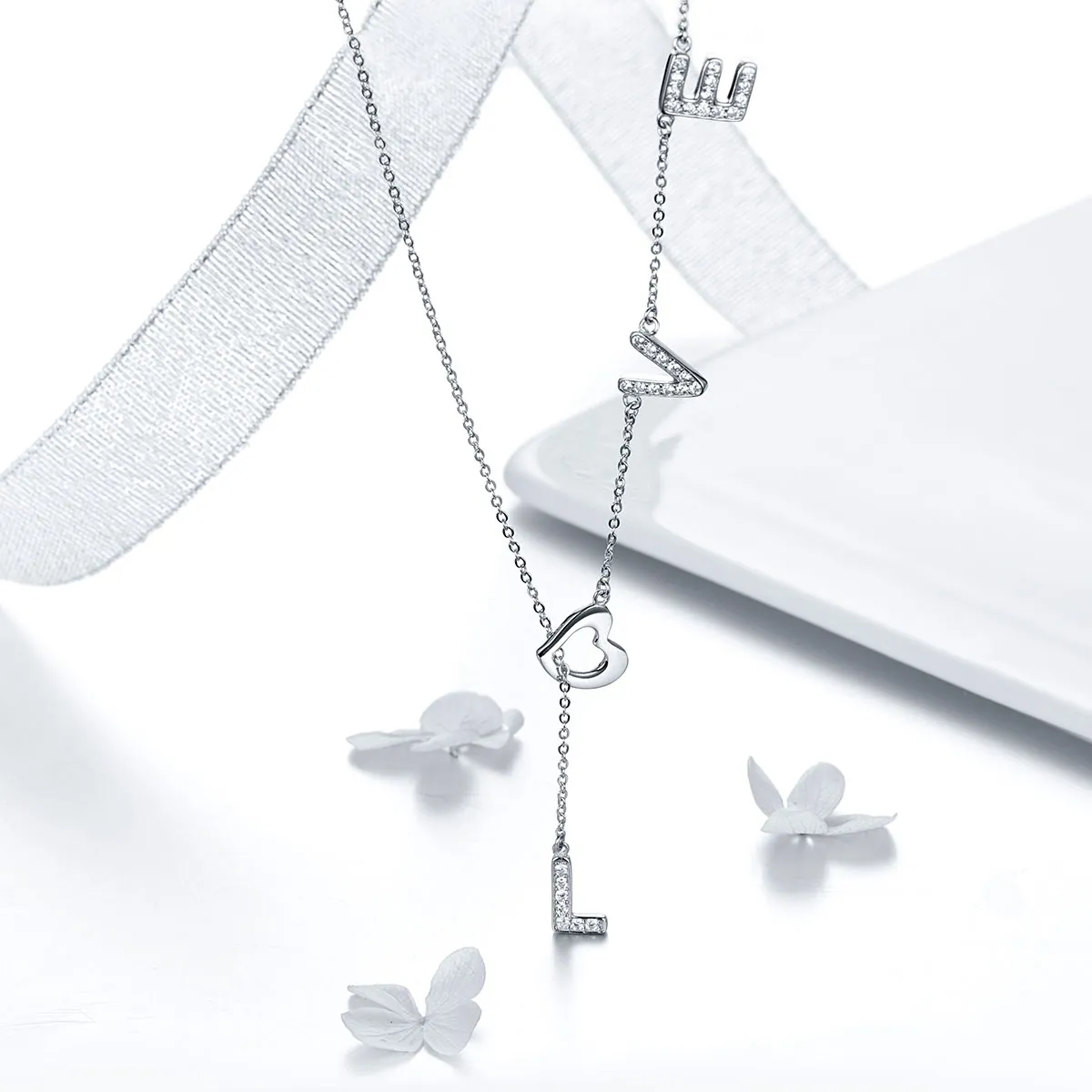 Pandora Style Silver Love Heart Chain Necklace - SCN318