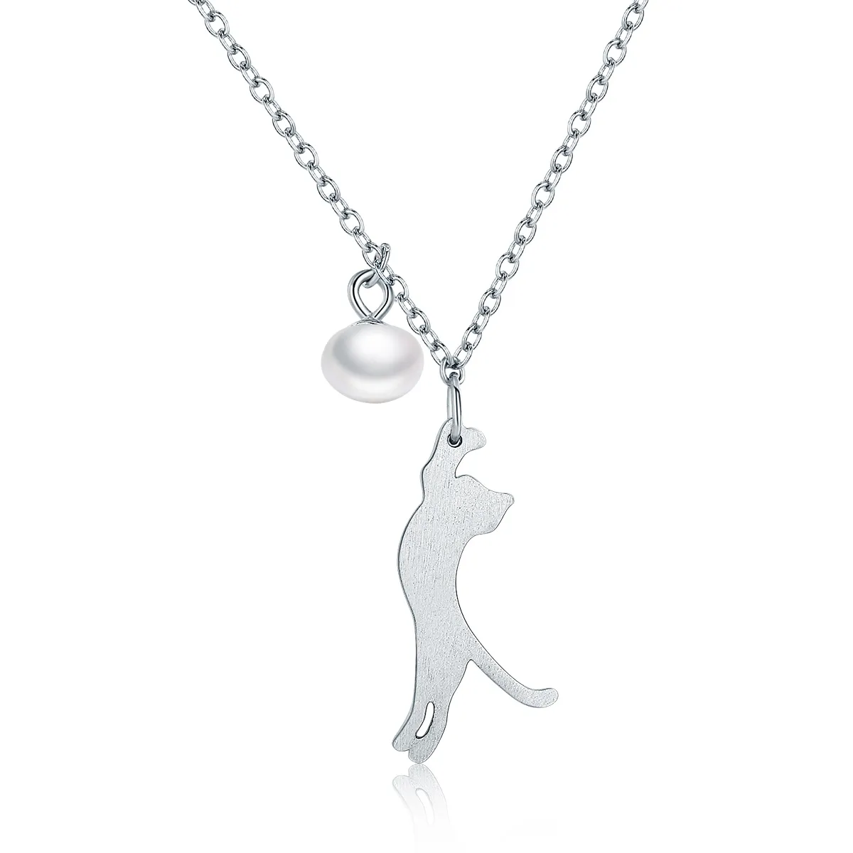 pandora style silver playful kitten necklace scn175