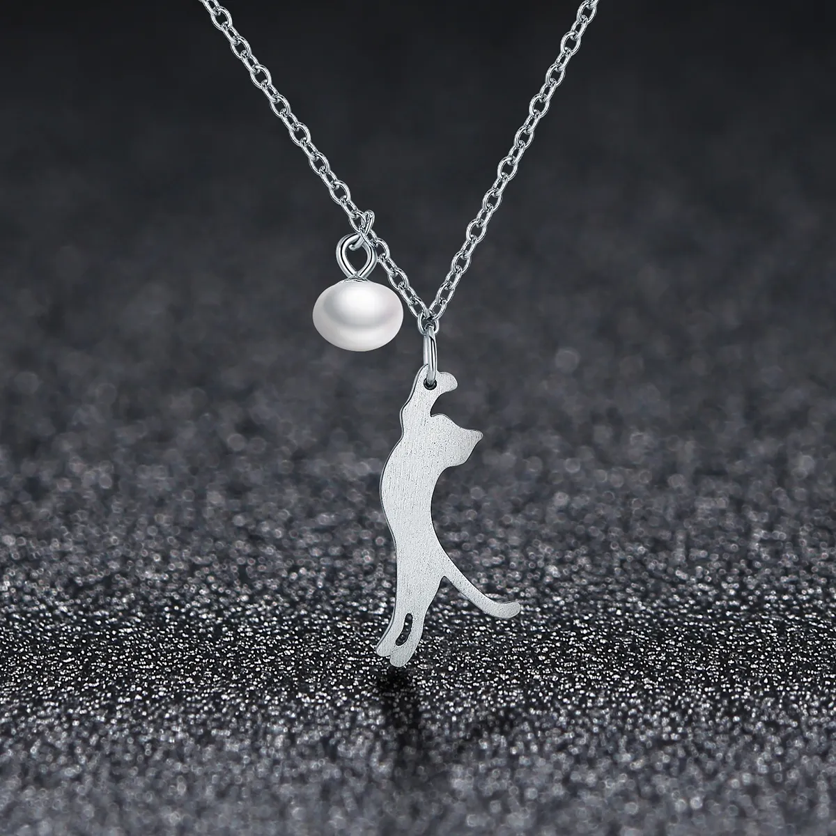 Pandora Style Silver Playful Kitten Necklace - SCN175