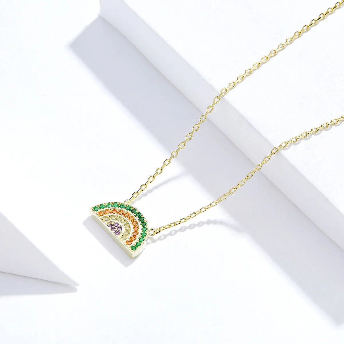 Pandora Style Silver Rainbow Necklace - SCN378