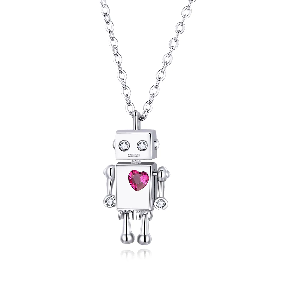 pandora style silver robot of love necklace scn388