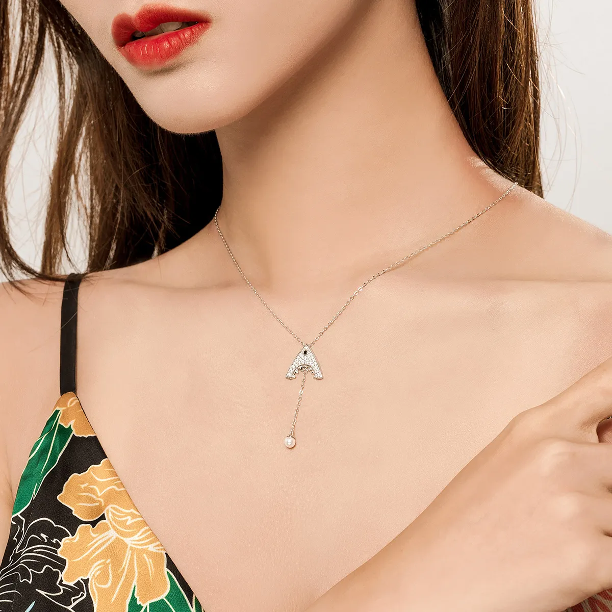 Pandora Style Silver Shark Necklace - SCN369