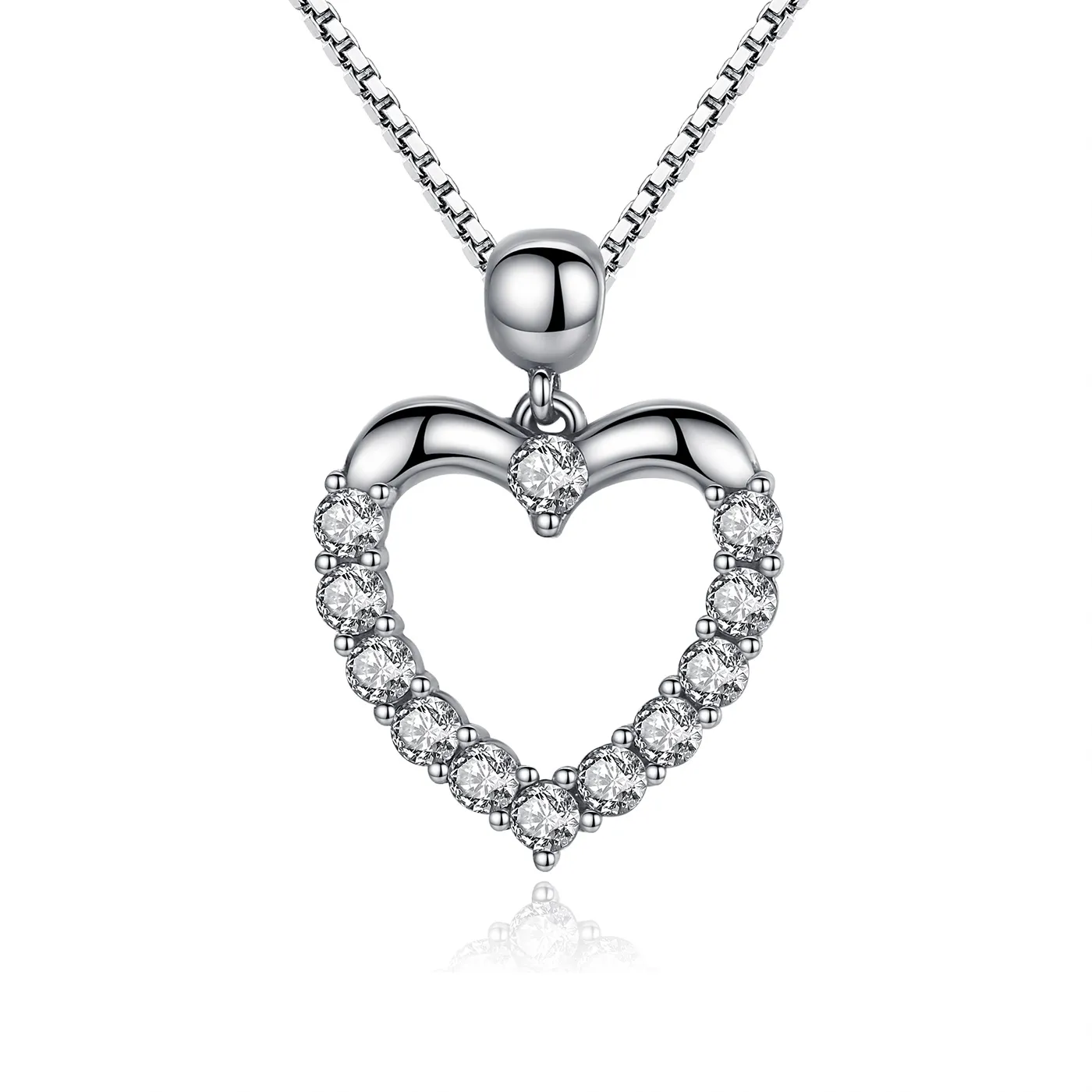 pandora style silver sparkle heart necklace scn025