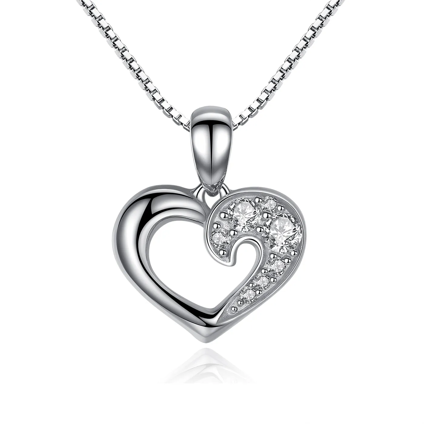 pandora style silver sparkle heart necklace scn028