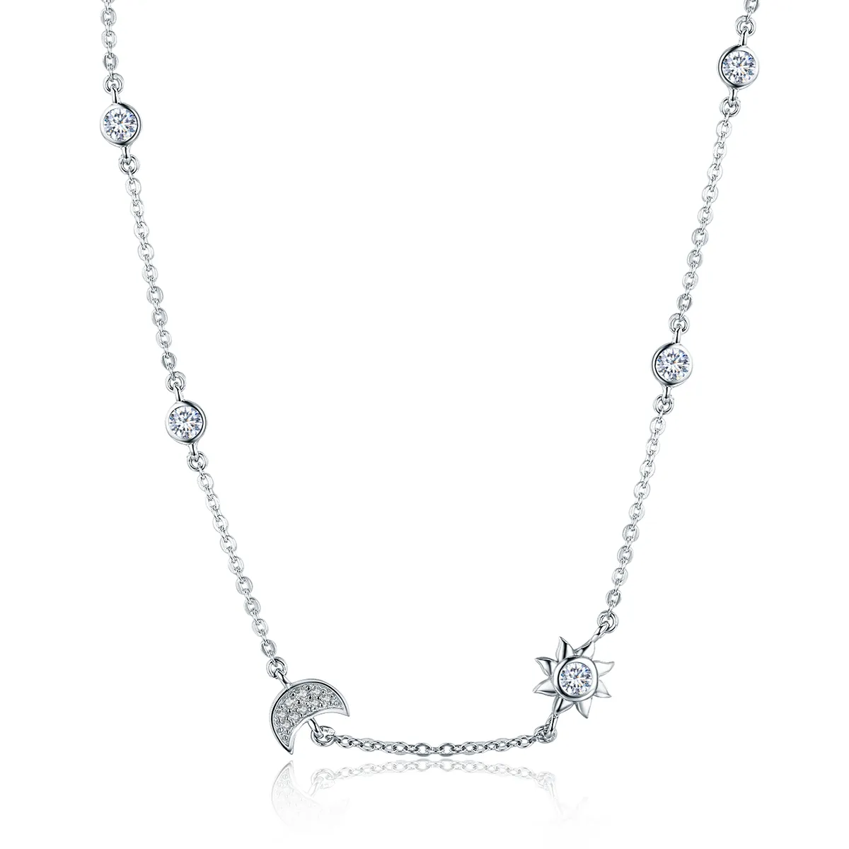 pandora style silver sun and moon glory chain necklace scn272
