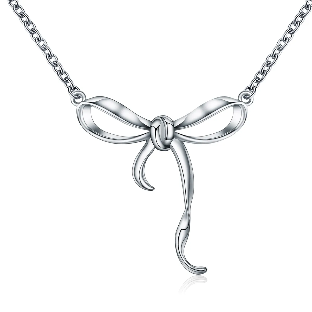 pandora style silver sweet bow necklace scn135