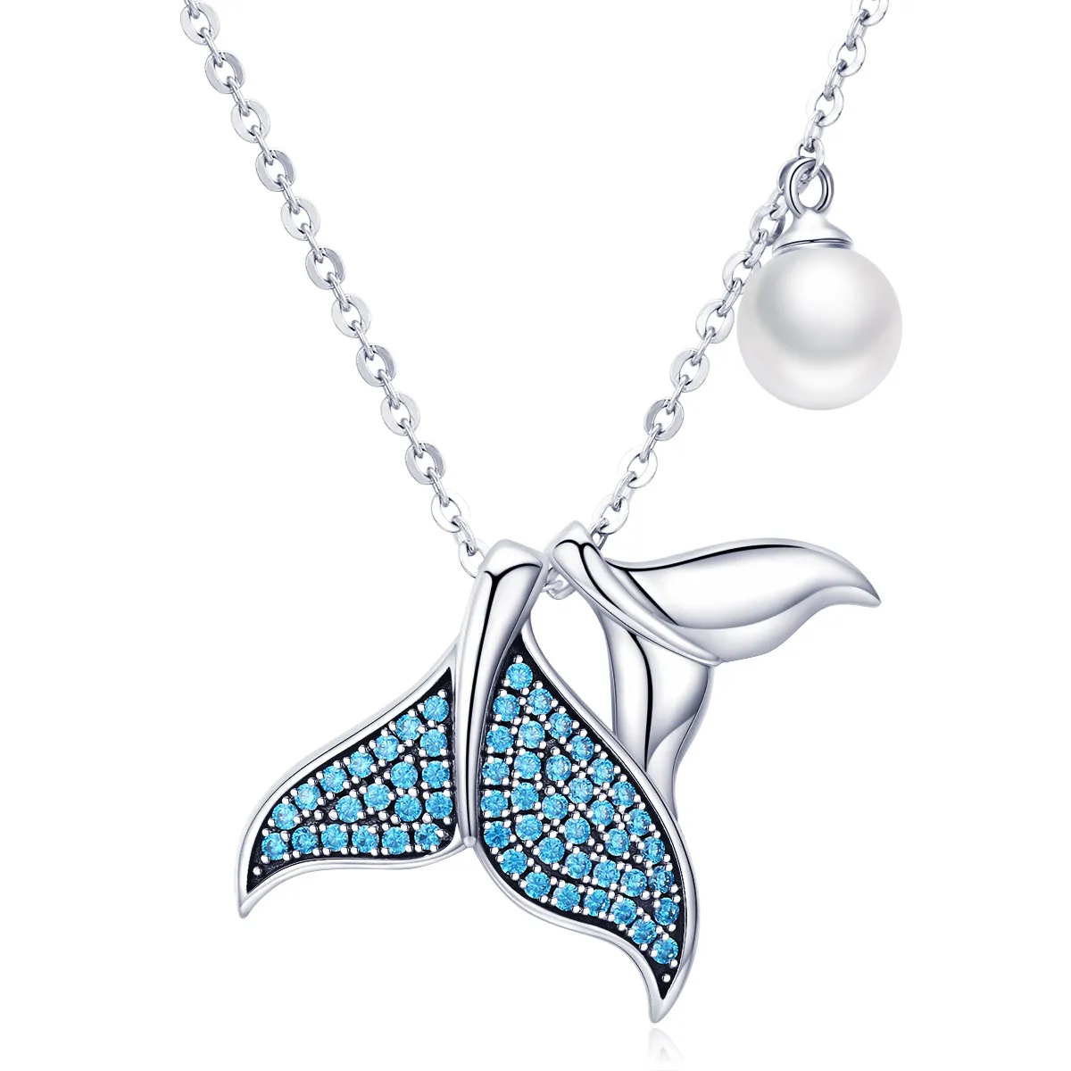 Pandora Style Silver Tears From Mermaid Necklace - SCN309