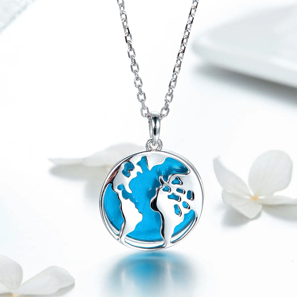 Pandora Style Silver Travel Around The World Necklace - SCN319