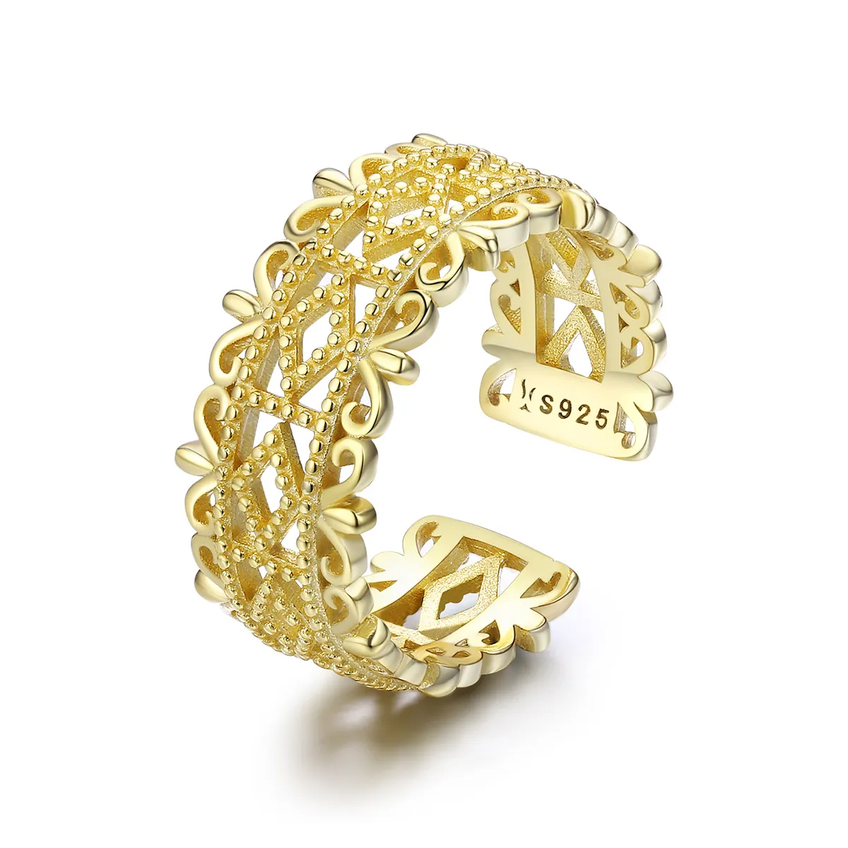 pandora style gold plated allure from lace ring scr461