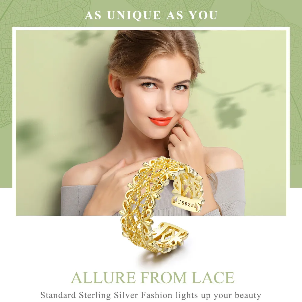 Pandora Style Gold-Plated Allure From Lace Ring - SCR461