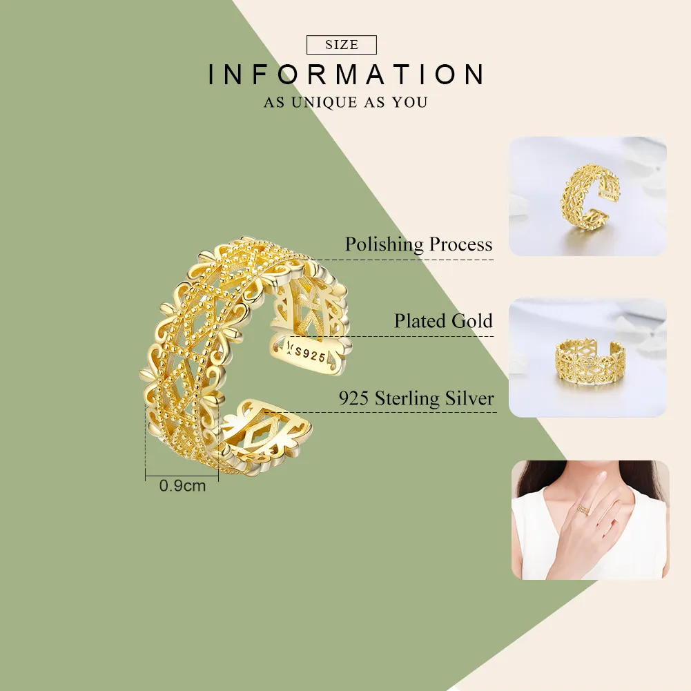Pandora Style Gold-Plated Allure From Lace Ring - SCR461