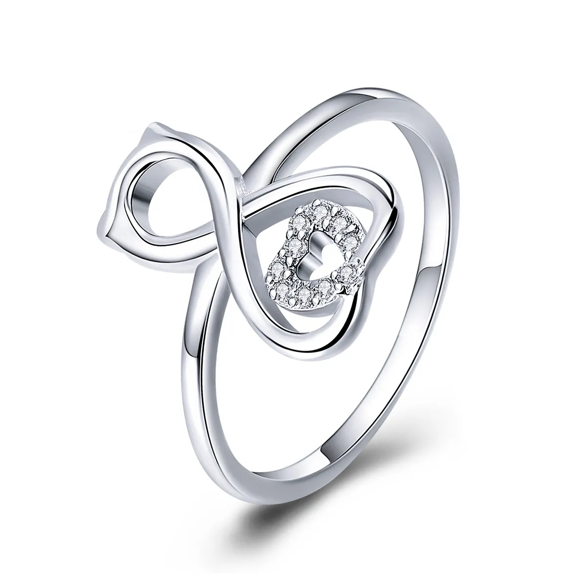Pandora Style Silver Cat Love Ring - SCR417