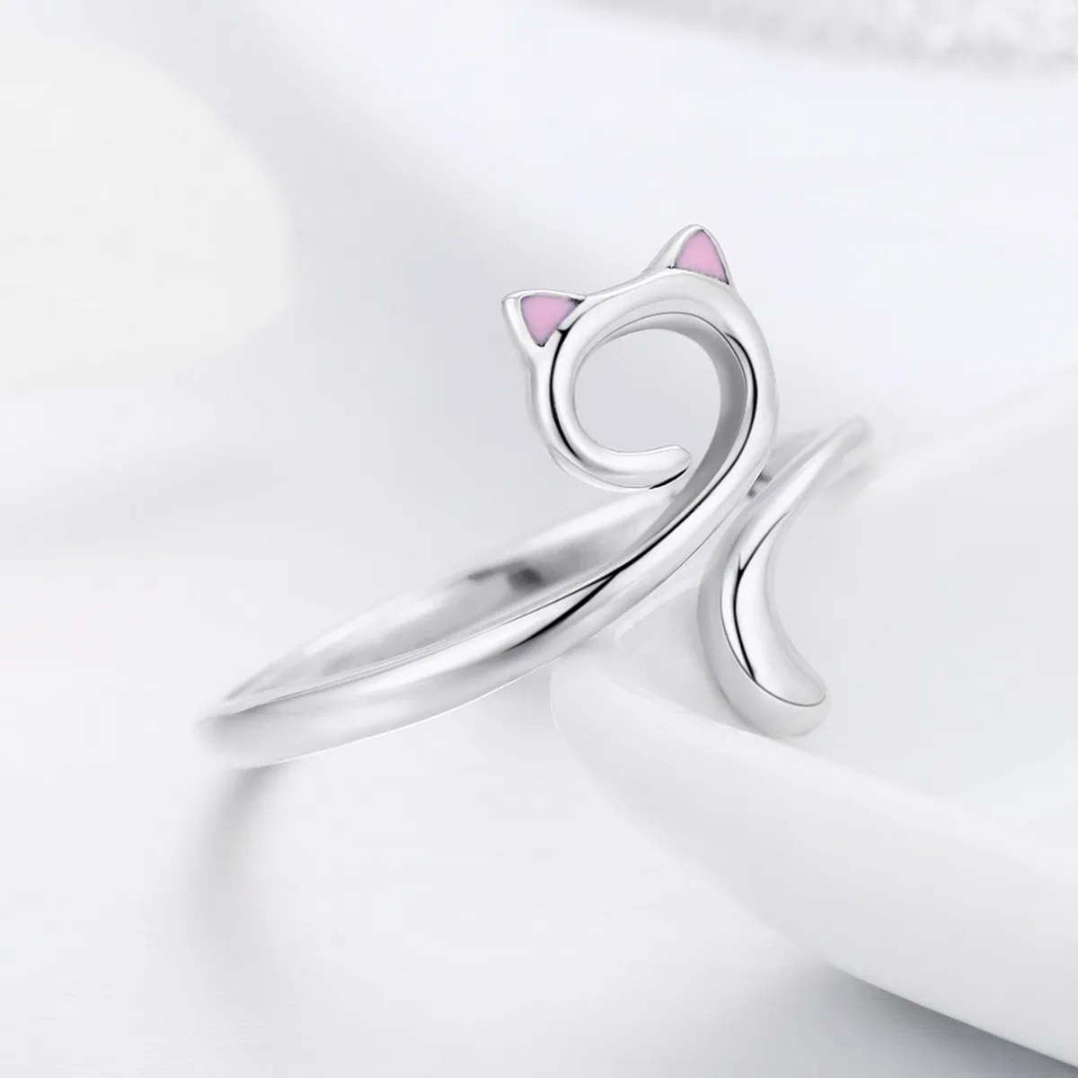 Pandora Style Silver Cats In Love Ring - SCR341