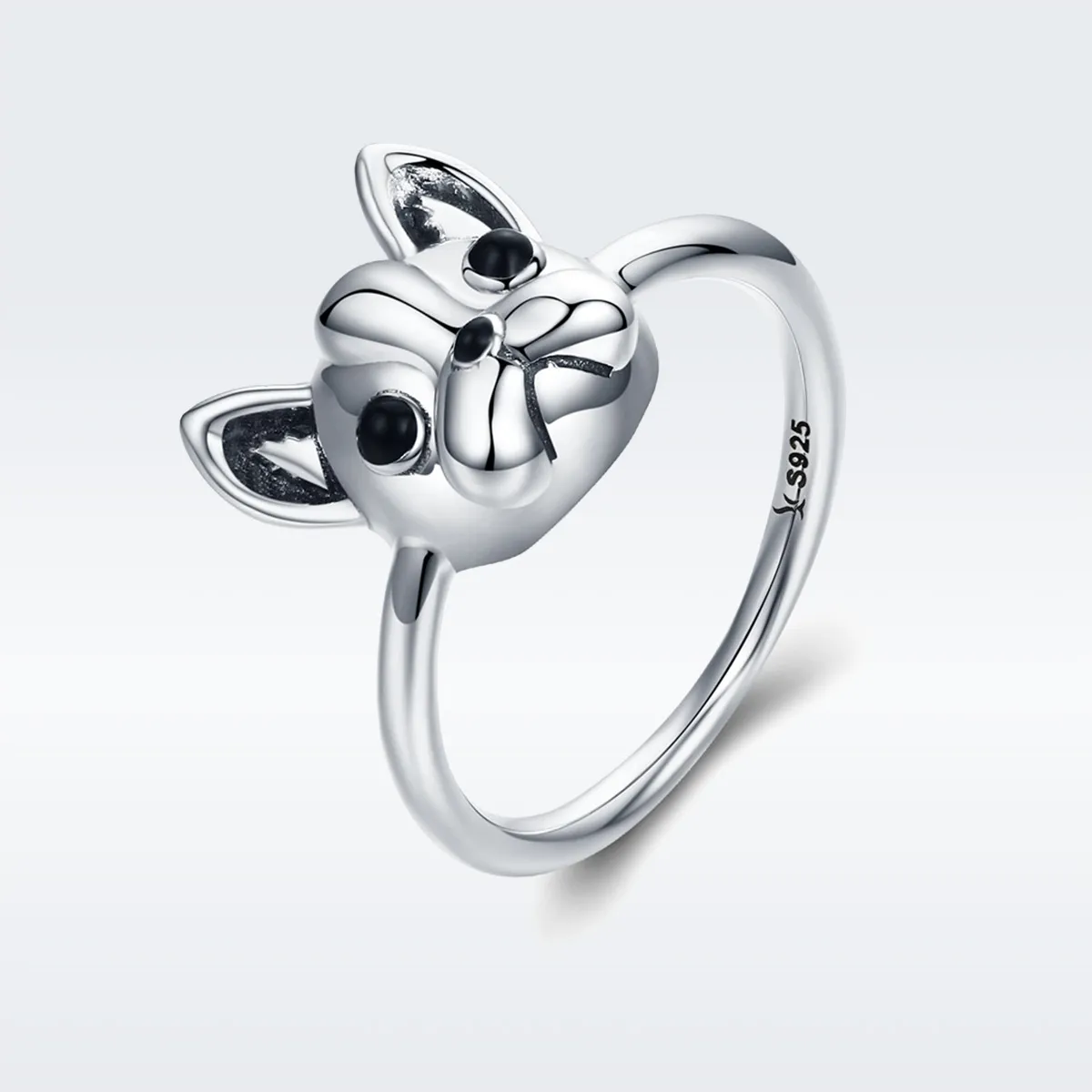 Pandora Style Silver Cute Bulldog Ring - SCR261