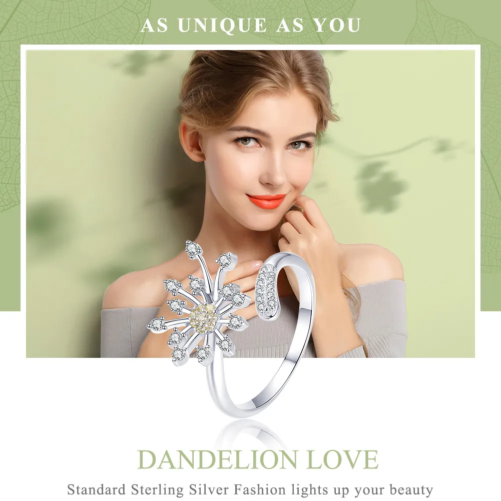 Pandora Style Silver Dandelion Love Ring - SCR471